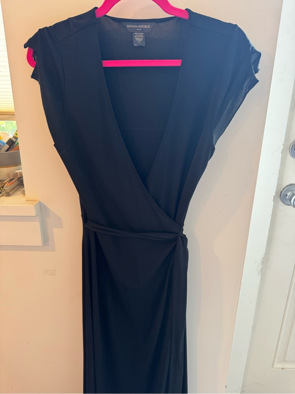 Banana Republic Black Wrap Midi Dress